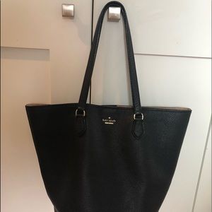 EUC kate spade jackson street kristine—black pebble leather with pink dust cover